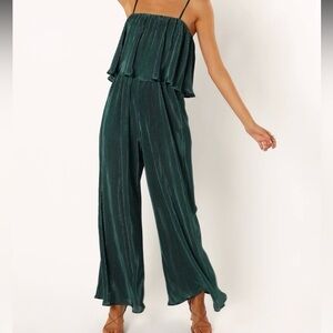 Petal & Pup Jillian Plisse Emerald Jumpsuit